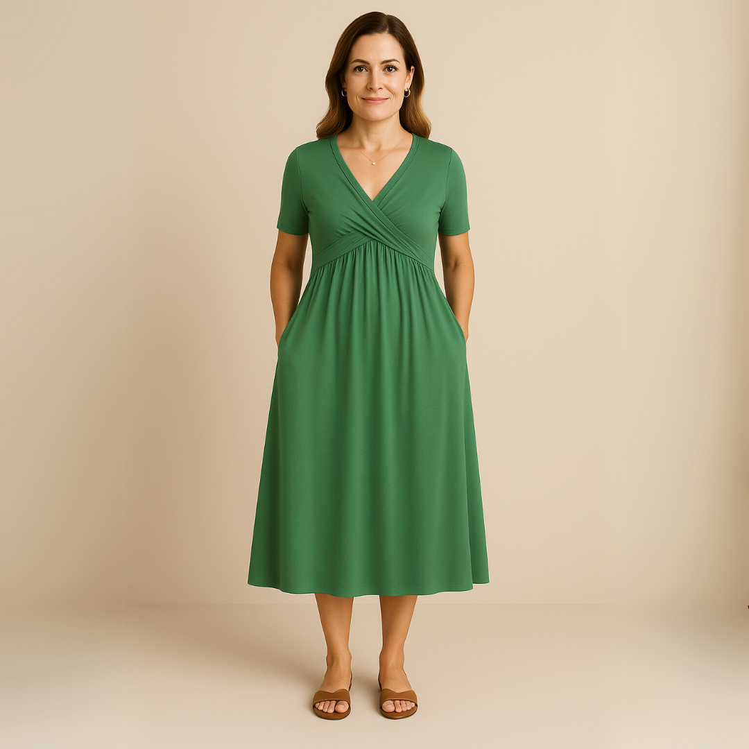 Alette | Stilfuld V-Neck Midi Kjole