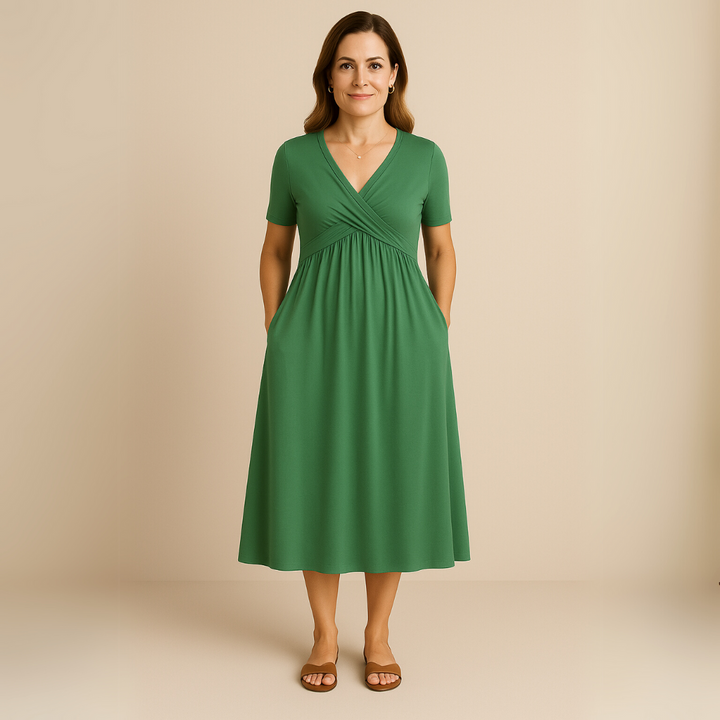 Alette | Stilfuld V-Neck Midi Kjole