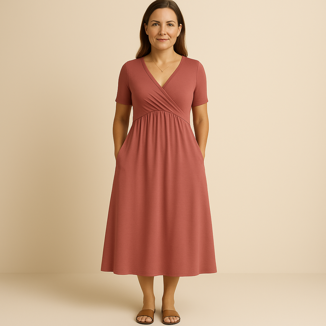 Alette | Stilfuld V-Neck Midi Kjole