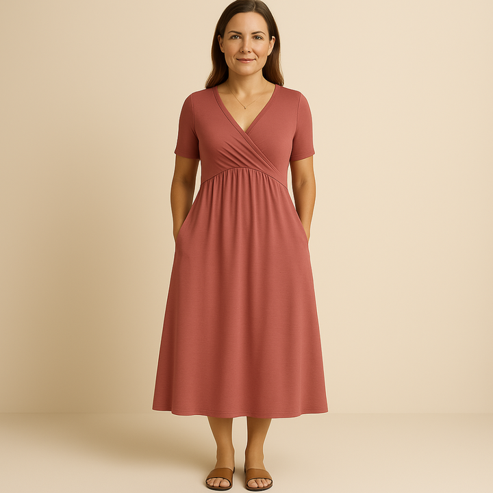 Alette | Stilfuld V-Neck Midi Kjole