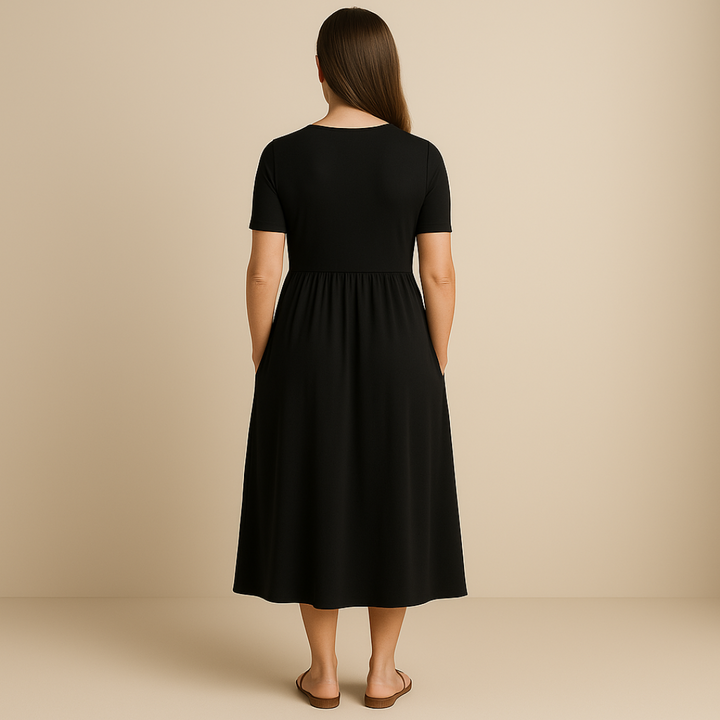 Alette | Stilfuld V-Neck Midi Kjole