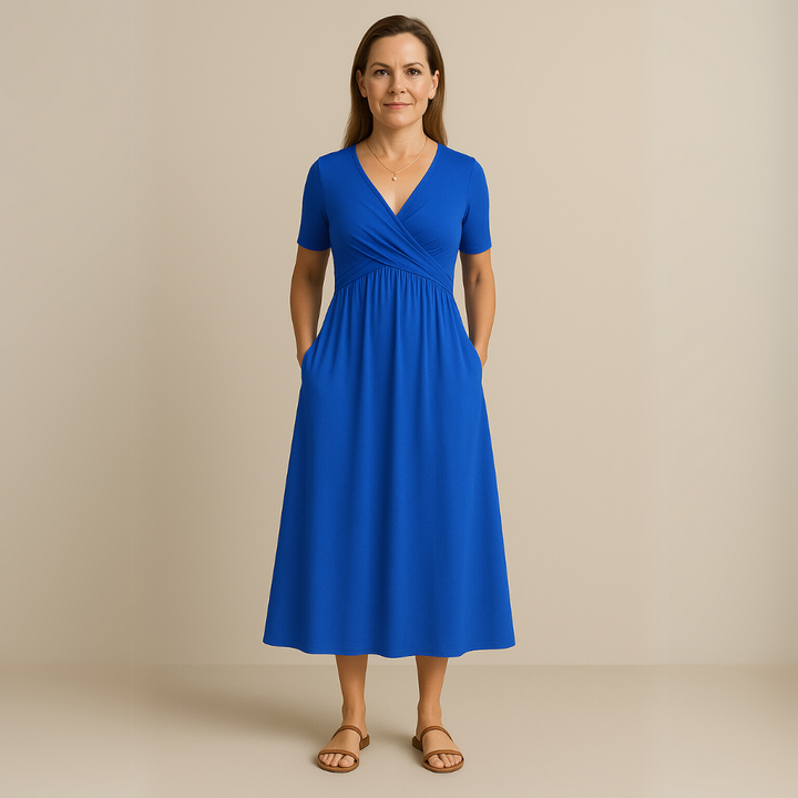 Alette | Stilfuld V-Neck Midi Kjole