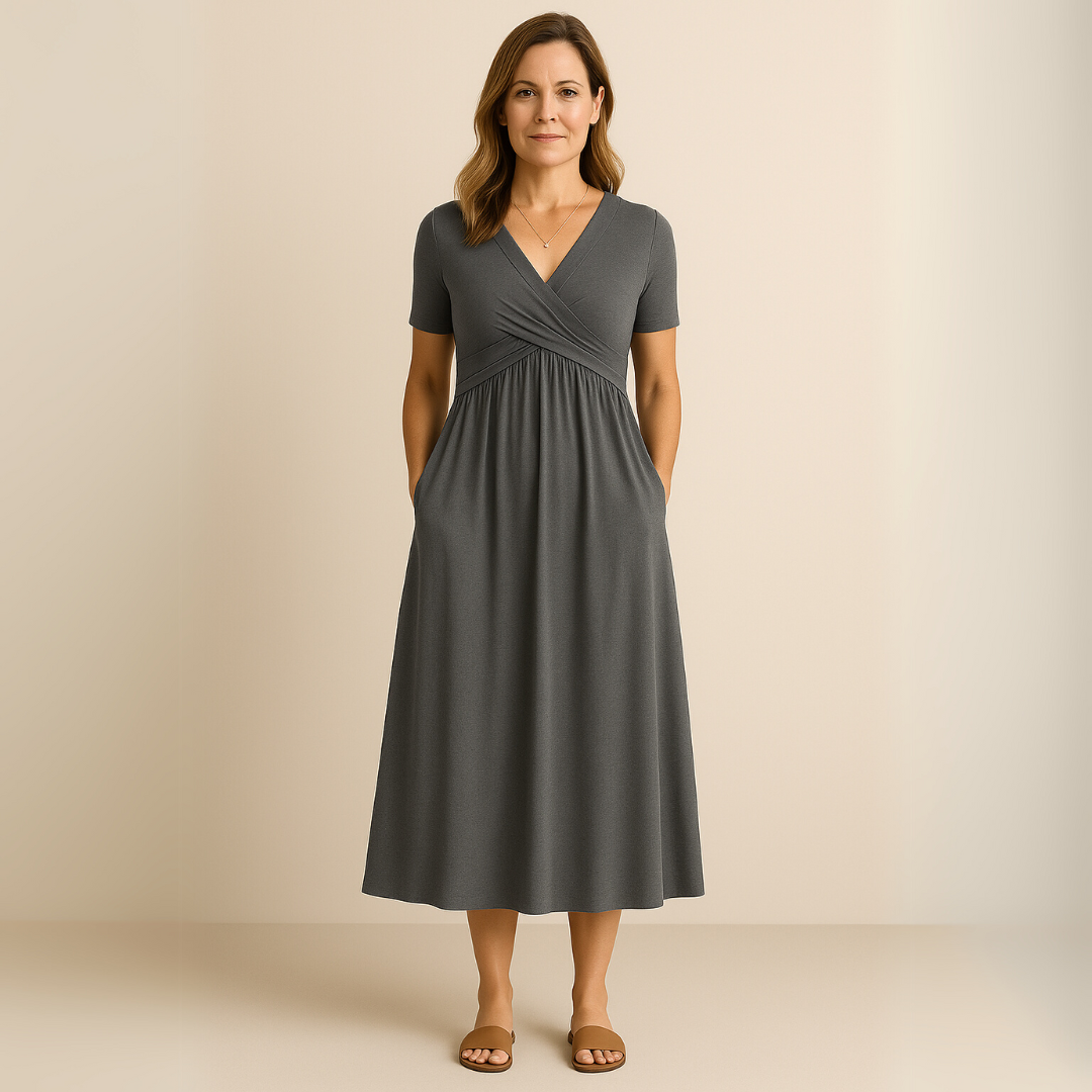 Alette | Stilfuld V-Neck Midi Kjole