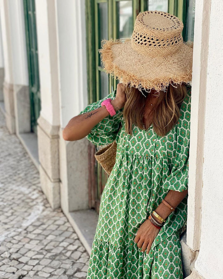 Juliane | Feminin Blomstret Lagdelt Kjole