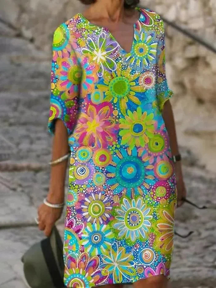 Alva | Livlig Blomstret Kjole