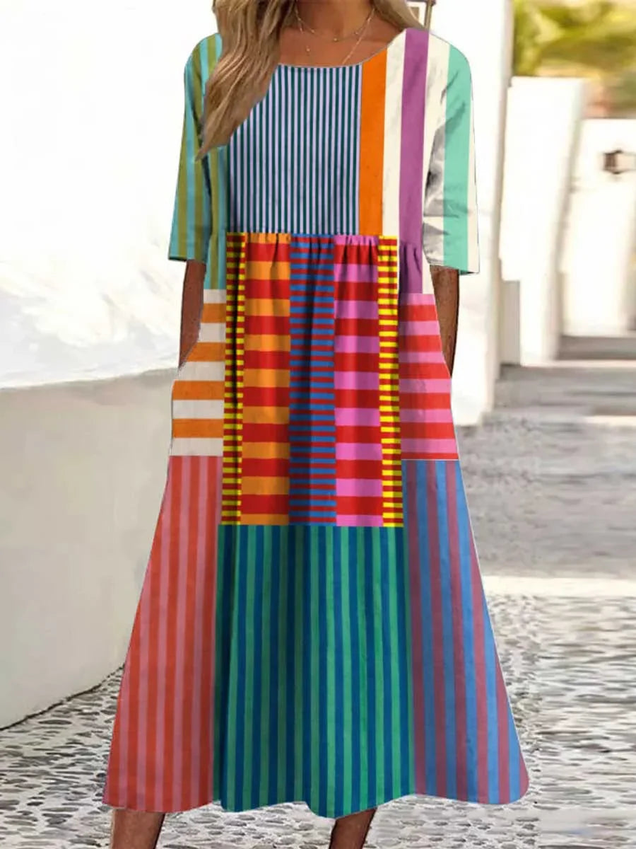 Roza - Elegant kjole med geometrisk mønster